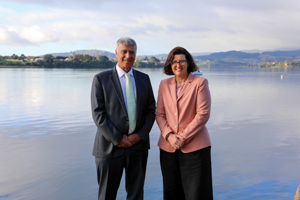 Toi Moana Bay of Plenty Regional Council Chairman Doug Leeder and Chief Executive Fiona McTavish.